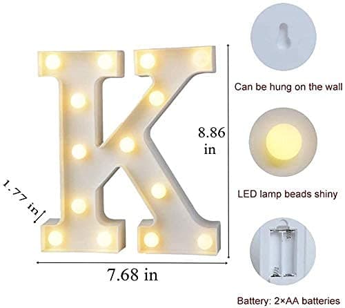 Balloonistics LED Marquee Letter 'K' Light | 9-Inch Warm White Glow | Cordless Battery-Operated Standing Alphabet Sign for Birthdays, Weddings, Nurseries & Personalised Home Décor thumbnail 4