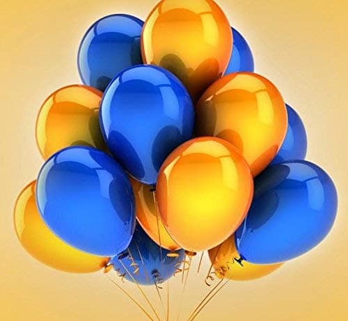 Balloonistics Blue & Gold Metallic Balloons – Pack of 100 Party Balloons for Birthday, Anniversary & Celebration Decorations thumbnail 1