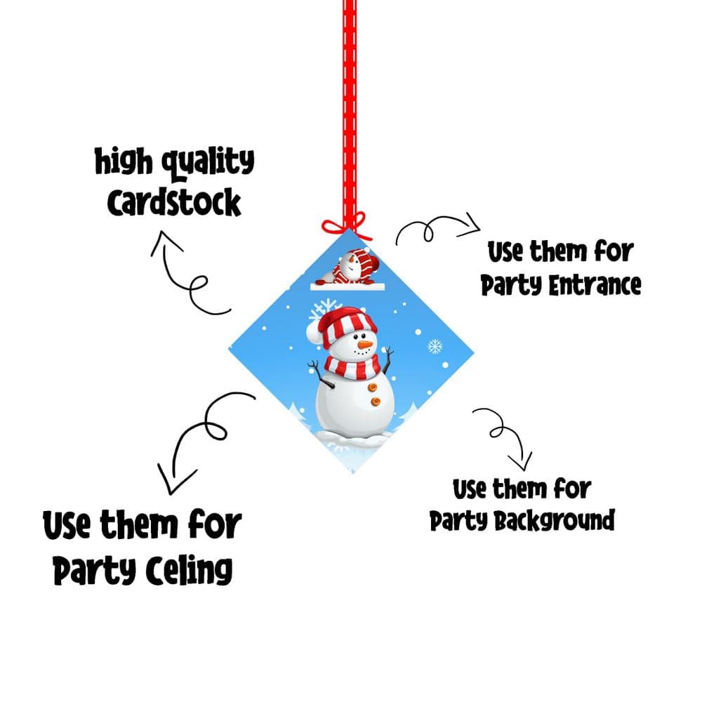Balloonistics Snowman Theme Hanging Swirls - Pack of 12 Double-Sided Cardstock Streamers - Winter Wonderland Birthday Decorations, Frosty Snowman Ceiling Decor, Holiday Season Party Hangers (Hangings - Pack of 12) thumbnail 6