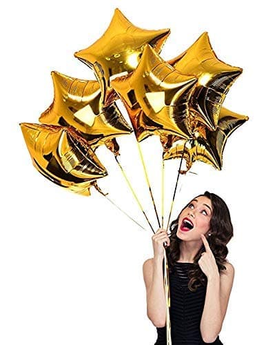 Balloonistics Gold Star Foil Balloons – 18 Inch Metallic Star Balloons, Pack of 5 for Birthday & Celebration Decorations thumbnail 1