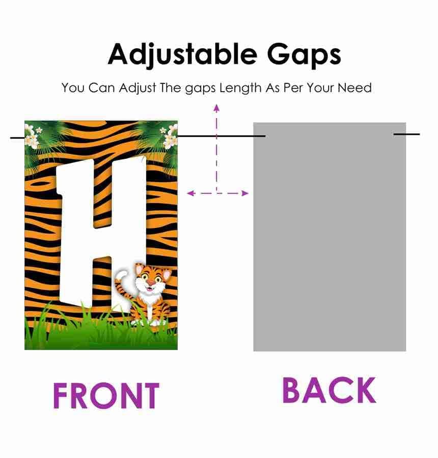 Balloonistics Tiger Happy Birthday Banner - Premium Cardstock Jungle Theme Bunting - Wild One & Safari Birthday Decoration Backdrop for Kids - Orange & Black Tiger Face Party Decor with Ribbon (Happy Birthday Banner) thumbnail 4