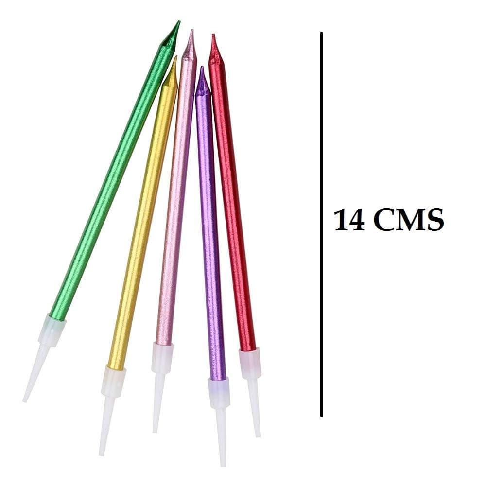 Balloonistics Silver Long Stick Metallic Cake Candles – Sparkly Silver Candles for Birthday, Wedding & Celebration Cake Decoration (Silver, Pack of 6) thumbnail 6