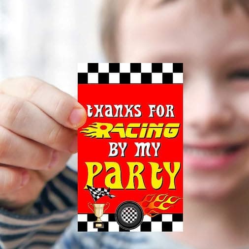 Balloonistics Formula 1 Theme Birthday Thank You Cards Racing Theme Return Gift Notes, Double-Sided Cardstock Party Supply for Kids Birthdays (Thank you Cards - Pack of 20) thumbnail 1