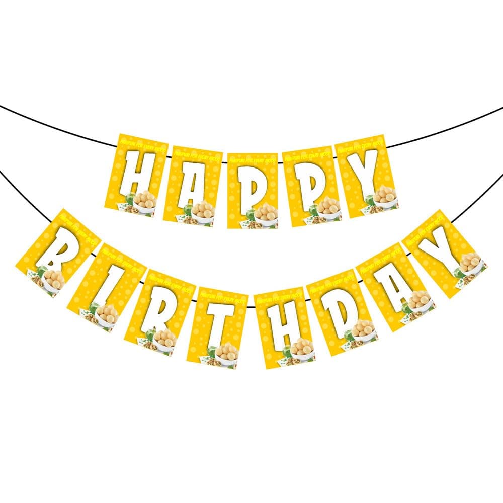 Balloonistics Golgappa Theme Happy Birthday Banner Premium Cardstock Pani Puri Party Decorations Fun Chaat Lover Birthday Backdrop for Foodie Including Ribbon thumbnail 1