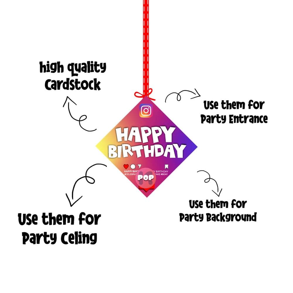 Balloonistics Insta Queen Theme Birthday Hanging Decorations - Pack of 12 Double-Sided Cardstock Ceiling Swirls & Wall Hangings - Social Media & Influencer Style Party Decor for Girls & Teens (Hangings - Pack of 12) thumbnail 6