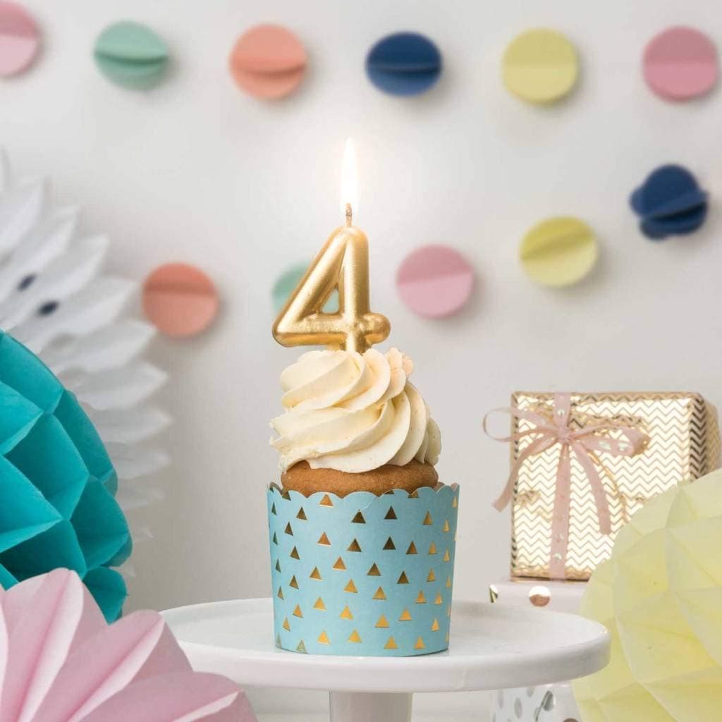 Balloonistics Gold Number 4 Candle on Stick – Elegant Metallic Gold Numeral Stick Candle for 4th Birthday, Fabulous Forty & Custom Age Cake Decoration thumbnail 2