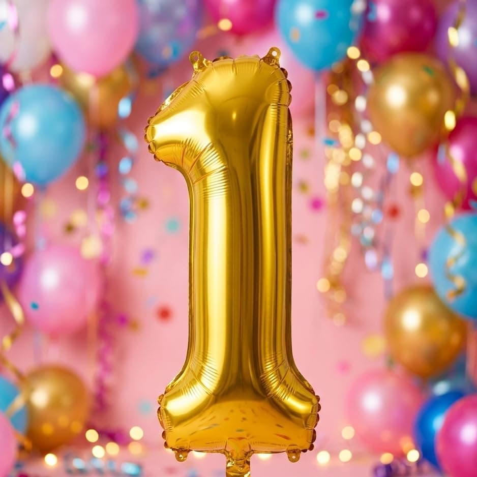 Partycat 16-Inch Gold Foil Number Balloons Full 0-9 Set - Complete Digit Collection for Birthdays, Anniversaries, Milestones, Photo Backdrops & Party Decorations thumbnail 5