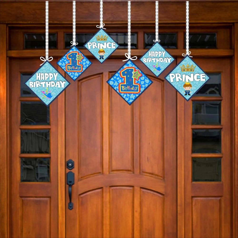 Balloonistics Boy 1st Birthday Theme Hanging Decorations Double-Sided Cardstock Ceiling Hangings with Ribbons Premium Party Decor (Hangings - Pack of 12) thumbnail 3