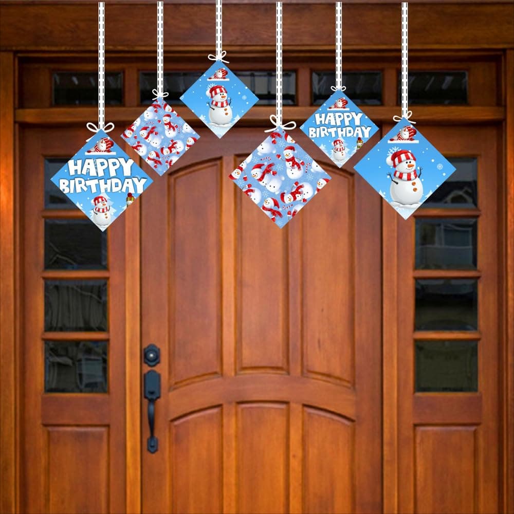 Balloonistics Snowman Theme Hanging Swirls - Pack of 12 Double-Sided Cardstock Streamers - Winter Wonderland Birthday Decorations, Frosty Snowman Ceiling Decor, Holiday Season Party Hangers (Hangings - Pack of 12) thumbnail 3