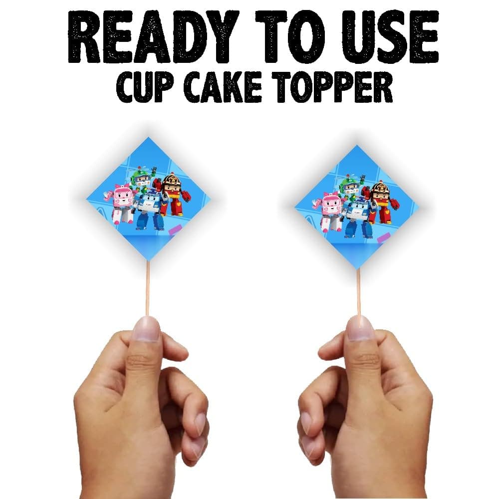 Balloonistics Robo Poli Cake Toppers – Pack of 20 Premium Cardstock Picks – Brooms Town Rescue Team Birthday Party Decorations for Kids' Cakes & Cupcakes thumbnail 3
