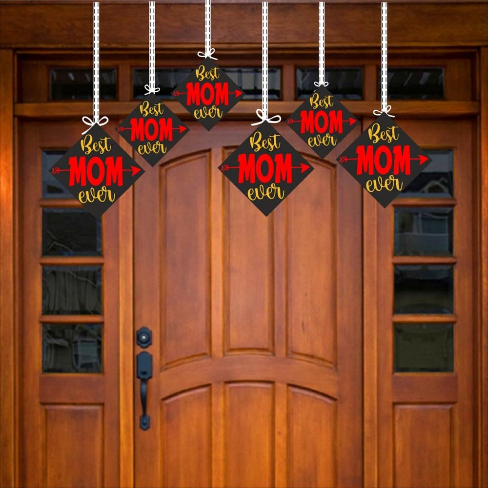 Balloonistics Best Mom Ever Hanging Decorations Premium Double-Sided Cardstock Party Hangings with Ribbons Elegant Ceiling Decor for Mother’s Birthday, Mother's Day (Hangings - Pack of 12) thumbnail 3