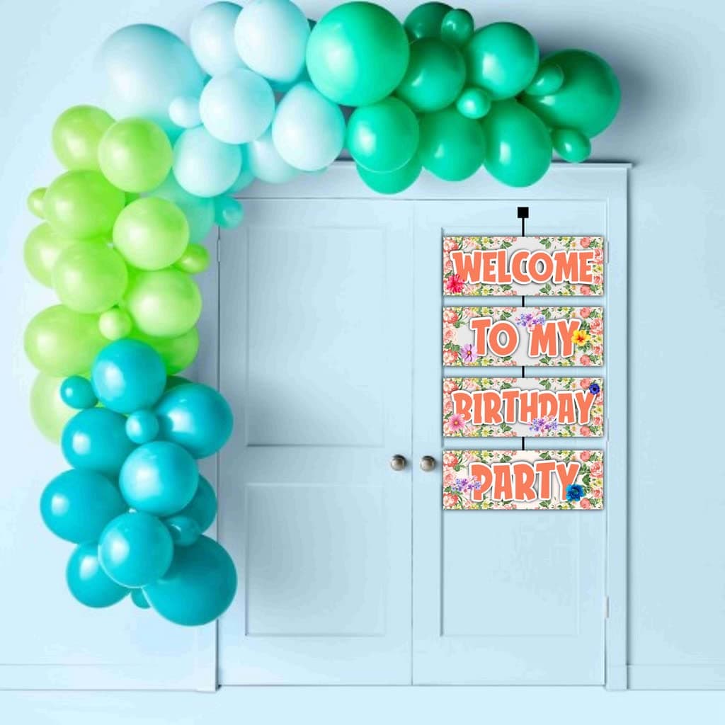 Balloonistics Floral Theme Welcome Board (2.3 Feet) - Elegant Botanical Flower Greeting Sign for Birthdays, Garden Parties & Tea Parties - Large Cardstock Entrance Decor with Ribbons for Indoor & Outdoor Use (Welcome Outdoor Board) thumbnail 3