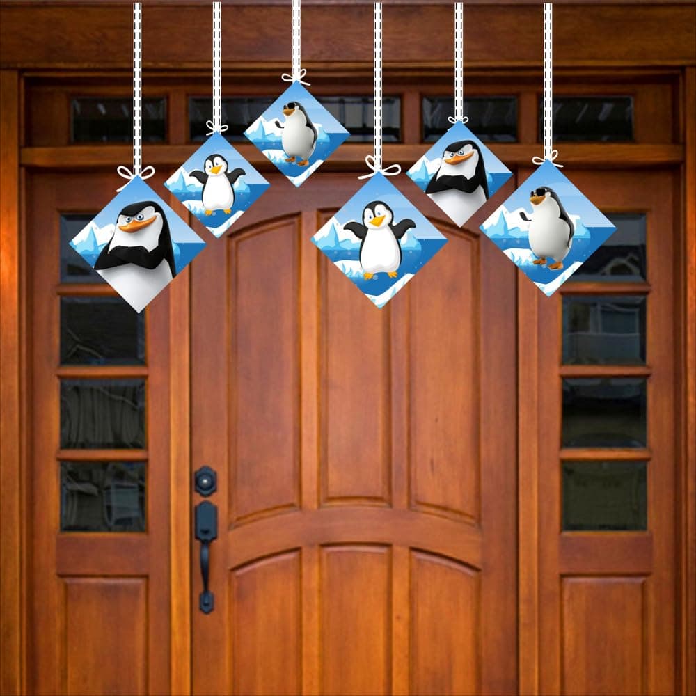 Balloonistics Penguin Happy Birthday Hanging Swirls - Pack of 12 Double-Sided Cardstock Streamers - Cute Winter Theme 1st Birthday Decorations, Arctic Party Ceiling Decor, "Coolest Party" Hangers (Hangings - Pack of 12) thumbnail 3