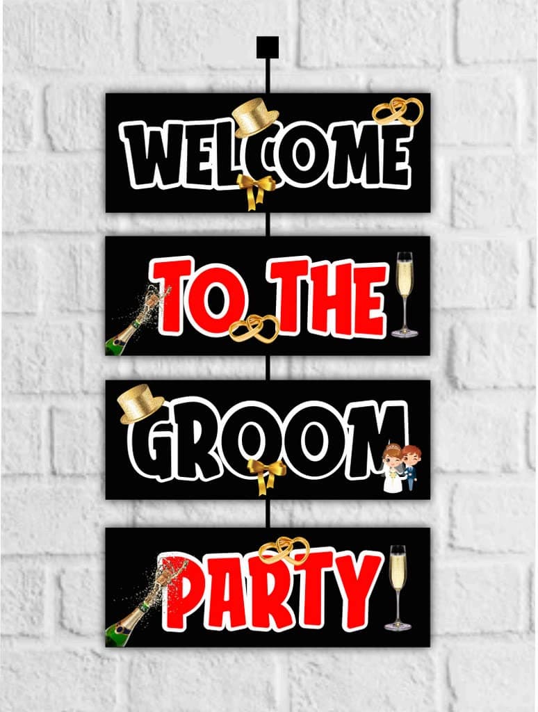 Balloonistics Groom to Be Welcome Board - 2.3 Ft Large Bachelor Party Entryway Sign - Premium Cardstock Tuxedo & Dapper Theme Outdoor Decoration with Ribbons, Engagement & Wedding Celebration Backdrop (Welcome Outdoor Board) thumbnail 1