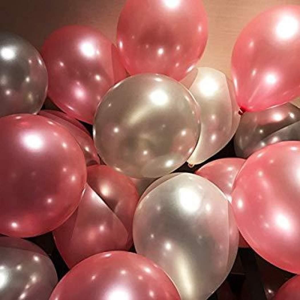 Balloonistics Pink & Silver Metallic Balloons – Pack of 100 Party Balloons for Birthday & Celebration Decorations thumbnail 1