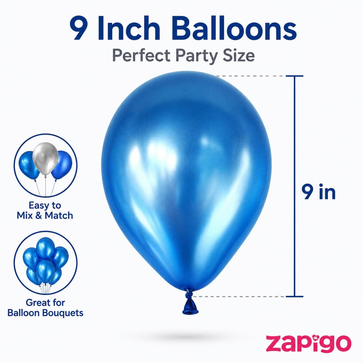 Balloonistics 50-Pack Metallic Blue Shiny Latex Balloons – HD Blue Balloons for Boys Birthday, Ocean Theme, Baby Shower & Party Decoration thumbnail 3