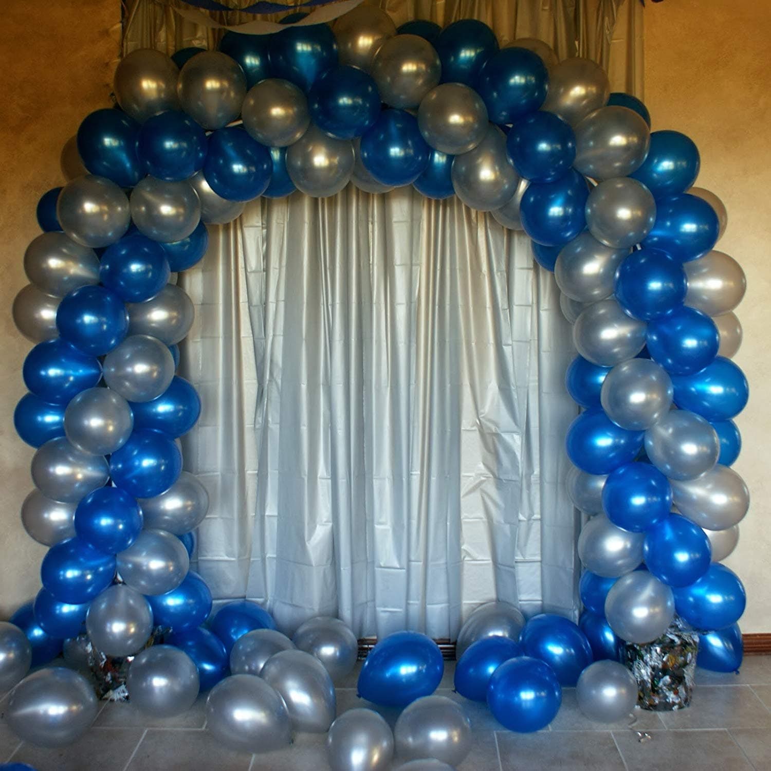 Balloonistics Metallic HD Shiny Toy Balloons – Icy Blue & Silver Winter Theme for Decoration and Party (Pack of 50) thumbnail 3