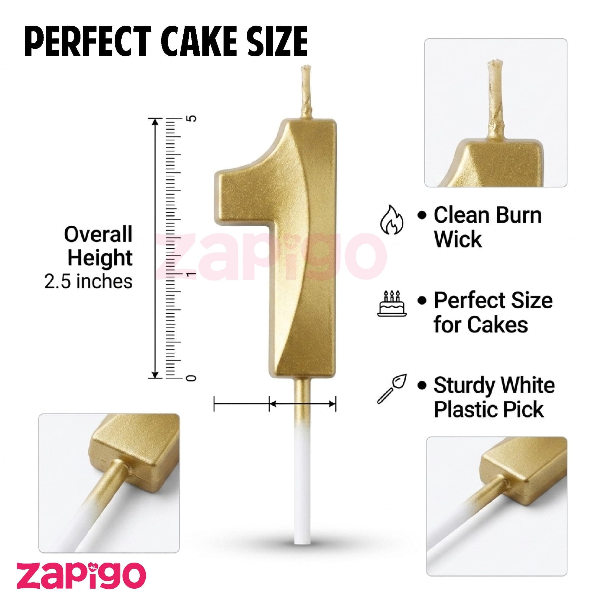Balloonistics Gold Number 7 Birthday Candle - 3D Metallic Cake Topper for 7th Birthday, Anniversary, Party Decoration, Cake Table Decor, Photo Booth Props thumbnail 2