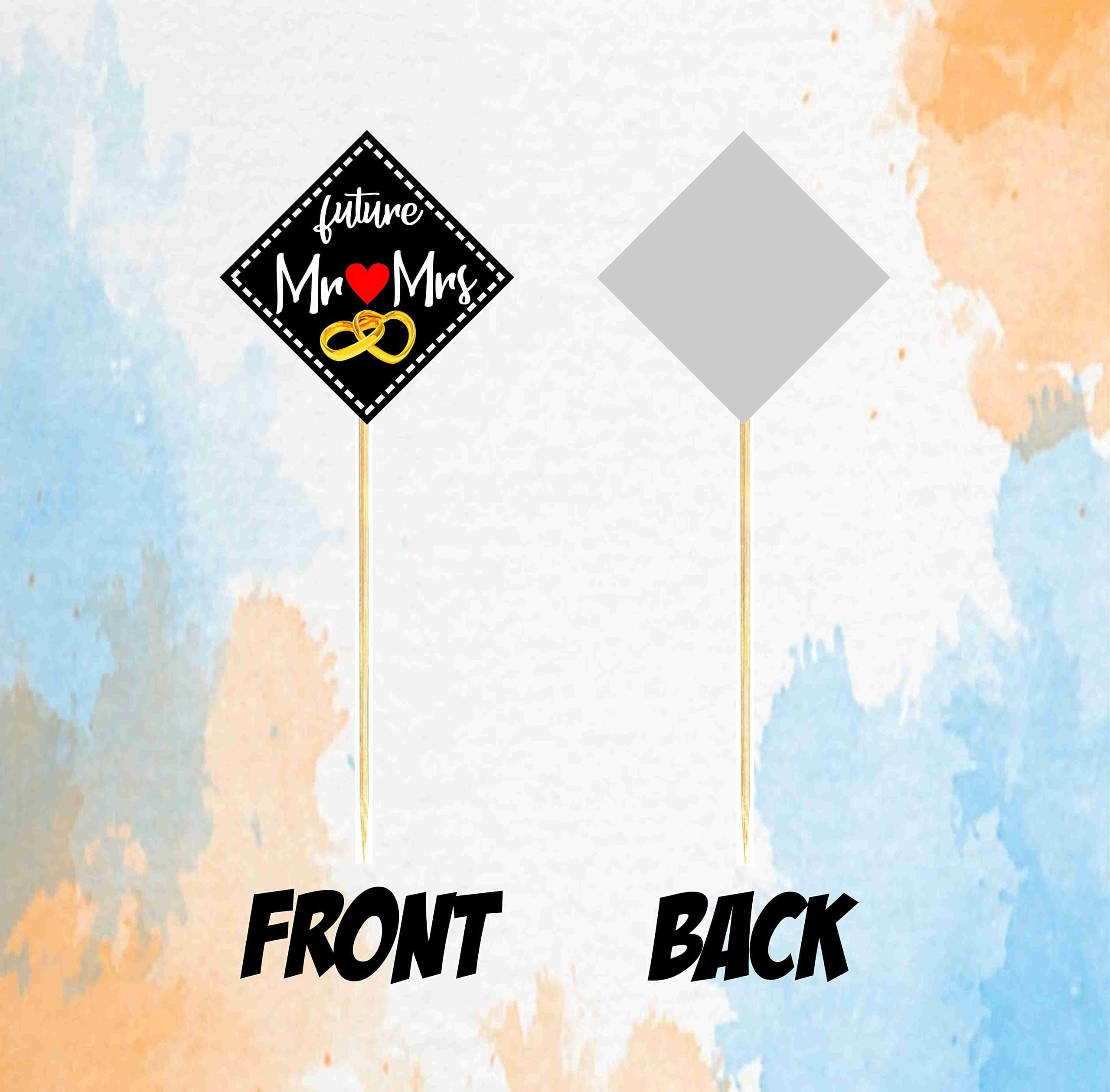 Balloonistics Engagement Theme Cake Topper Set Cardstock Cake Decorations with Bamboo Sticks Premium Toppers for Proposals (Cake Topper - Pack of 10) thumbnail 4