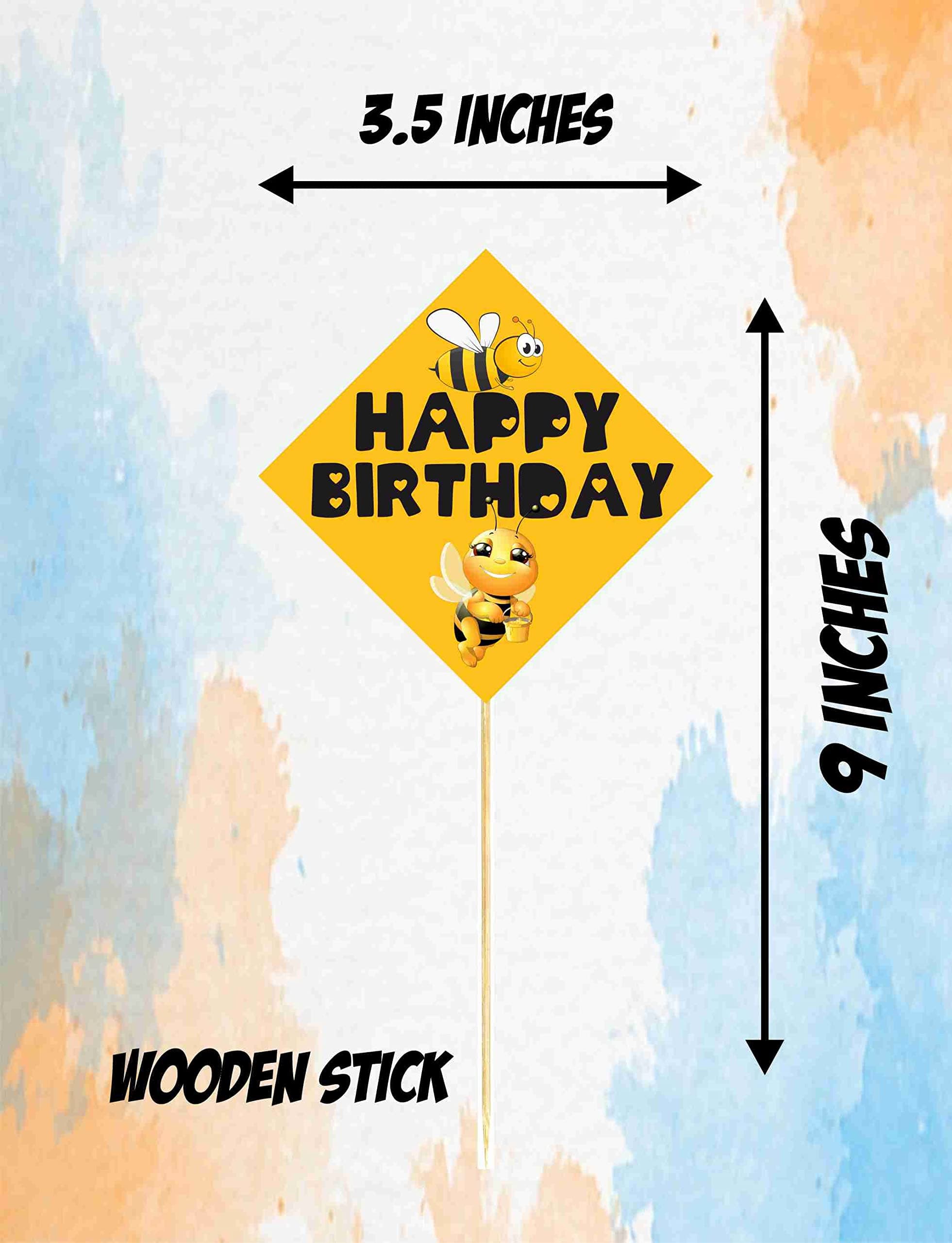 Balloonistics Honey Bee Cake Toppers Premium Double-Sided Cardstock Honey Bee Theme Party Decorations Cake Picks with Bamboo Sticks for Birthdays (Cake Topper - Pack of 10) thumbnail 3