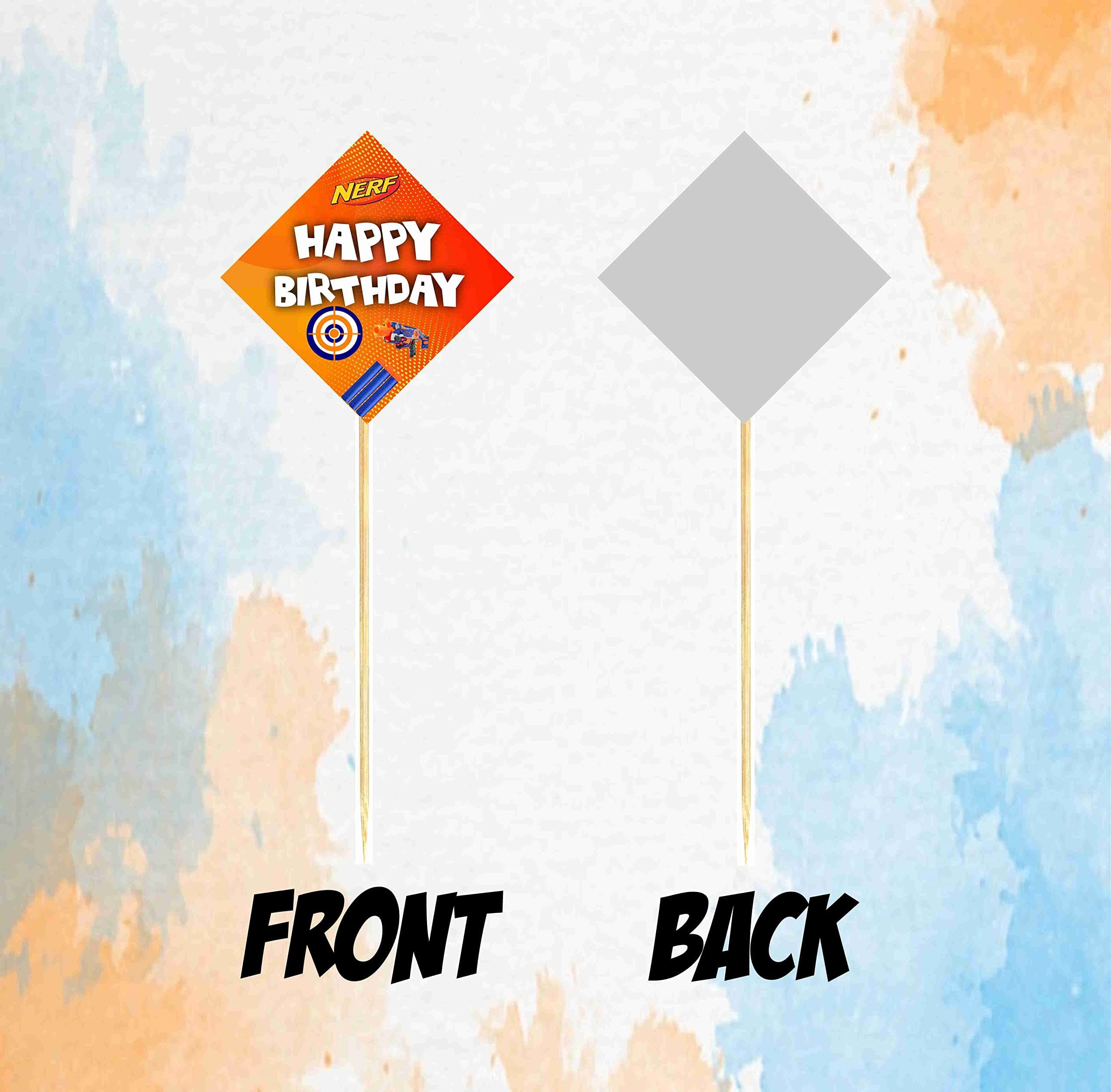 Dart Blaster Theme Happy Birthday Hanging Whirls - Pack of 12 "Air Strike" Ceiling Decorations - Blue & Orange Tactical Dart, Target & Blaster Spirals, Action-Packed Party Room Decor (Hangings - Pack of 12) thumbnail 4
