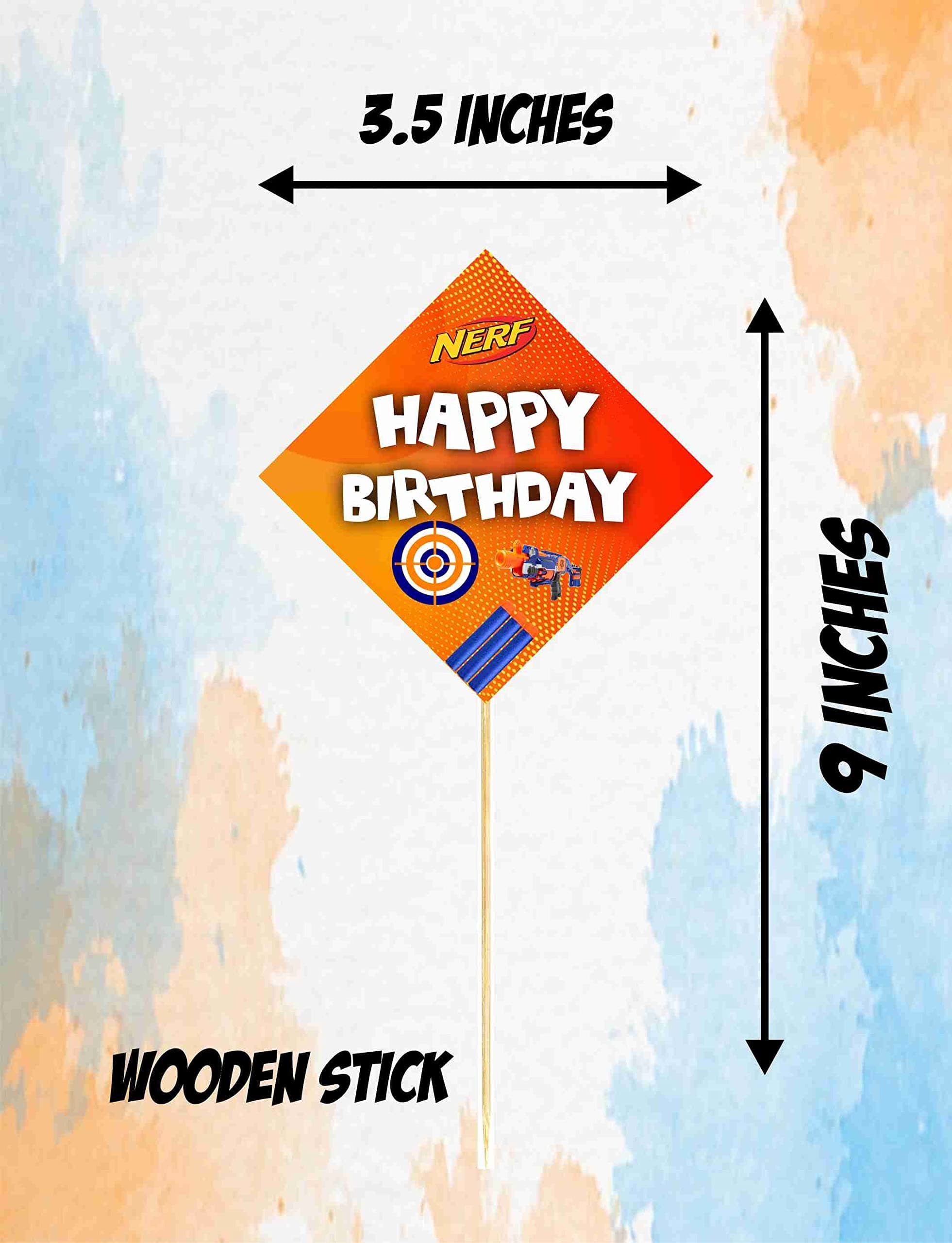 Dart Blaster Theme Happy Birthday Hanging Whirls - Pack of 12 "Air Strike" Ceiling Decorations - Blue & Orange Tactical Dart, Target & Blaster Spirals, Action-Packed Party Room Decor (Hangings - Pack of 12) thumbnail 3