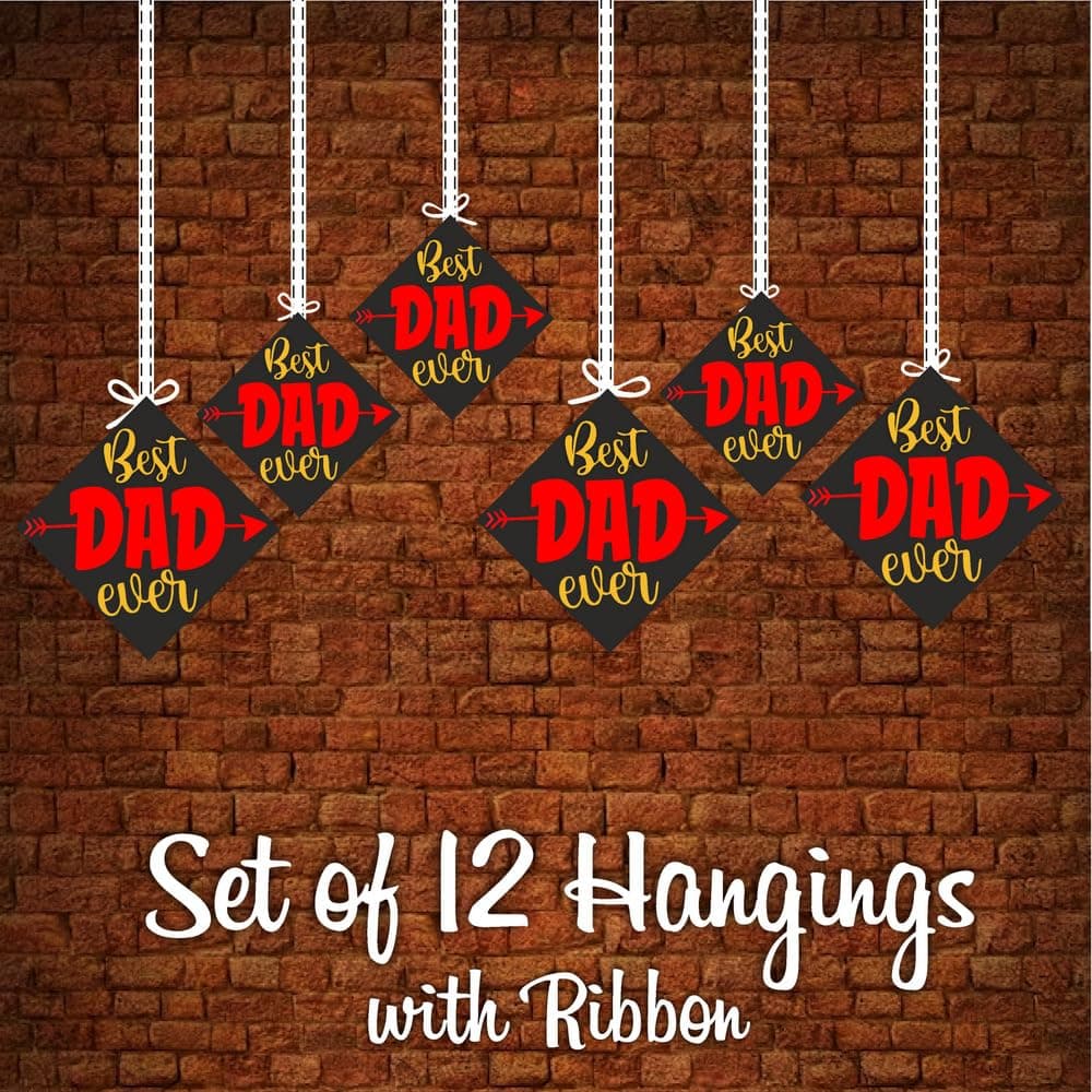 Balloonistics Best Dad Ever Hanging Decorations - Pack of 12 Double-Sided Cardstock Cutouts with Satin Ribbons - Premium Father’s Day & Dad’s Birthday Ceiling Decor, Vibrant Double-Sided Print (Hangings - Pack of 12) thumbnail 5
