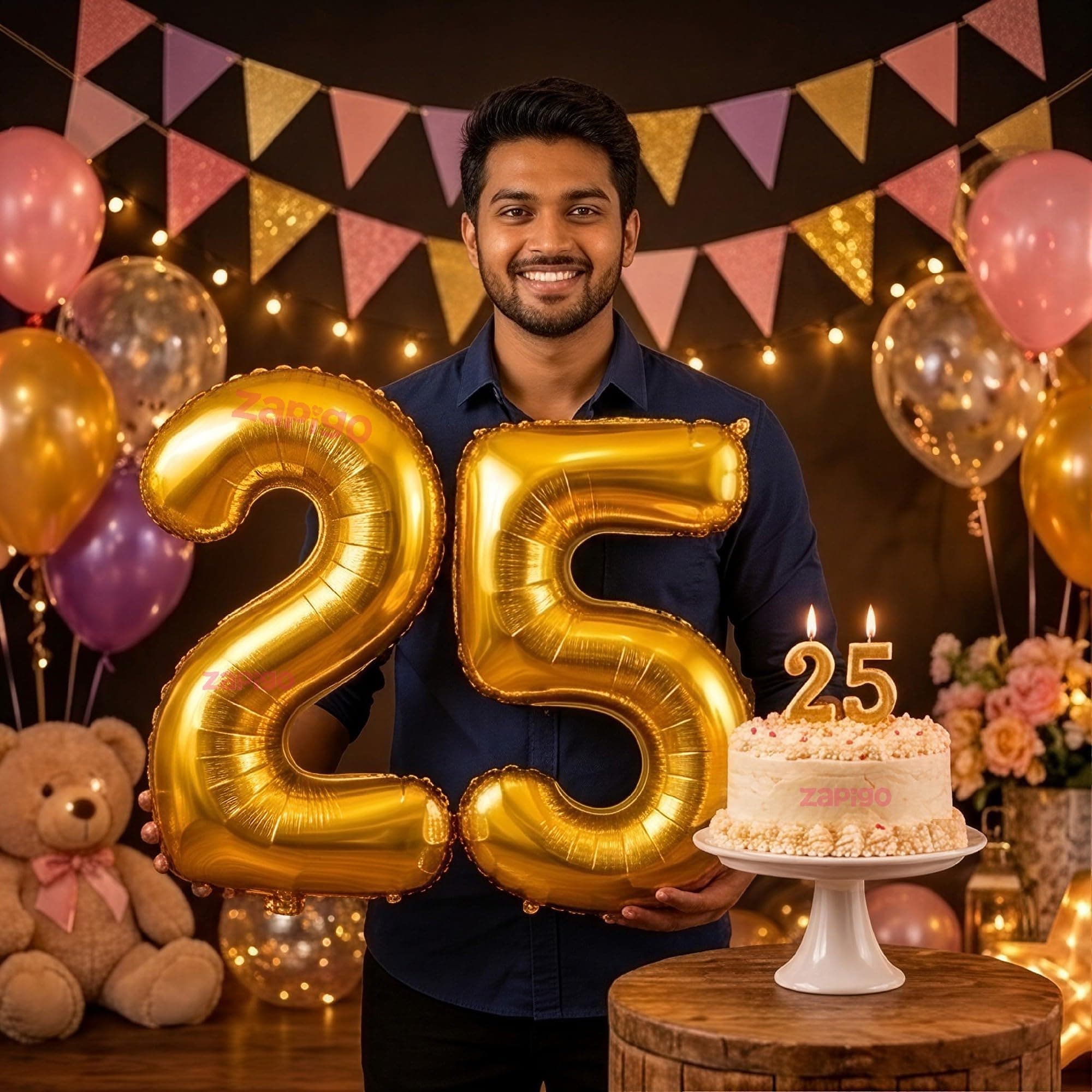 Balloonistics Gold 40-Inch Foil Number 25 Balloon with Matching Number Candle - Combo Set for 25th Birthday, Anniversary, Party Decoration, Photo Booth Backdrop thumbnail 1
