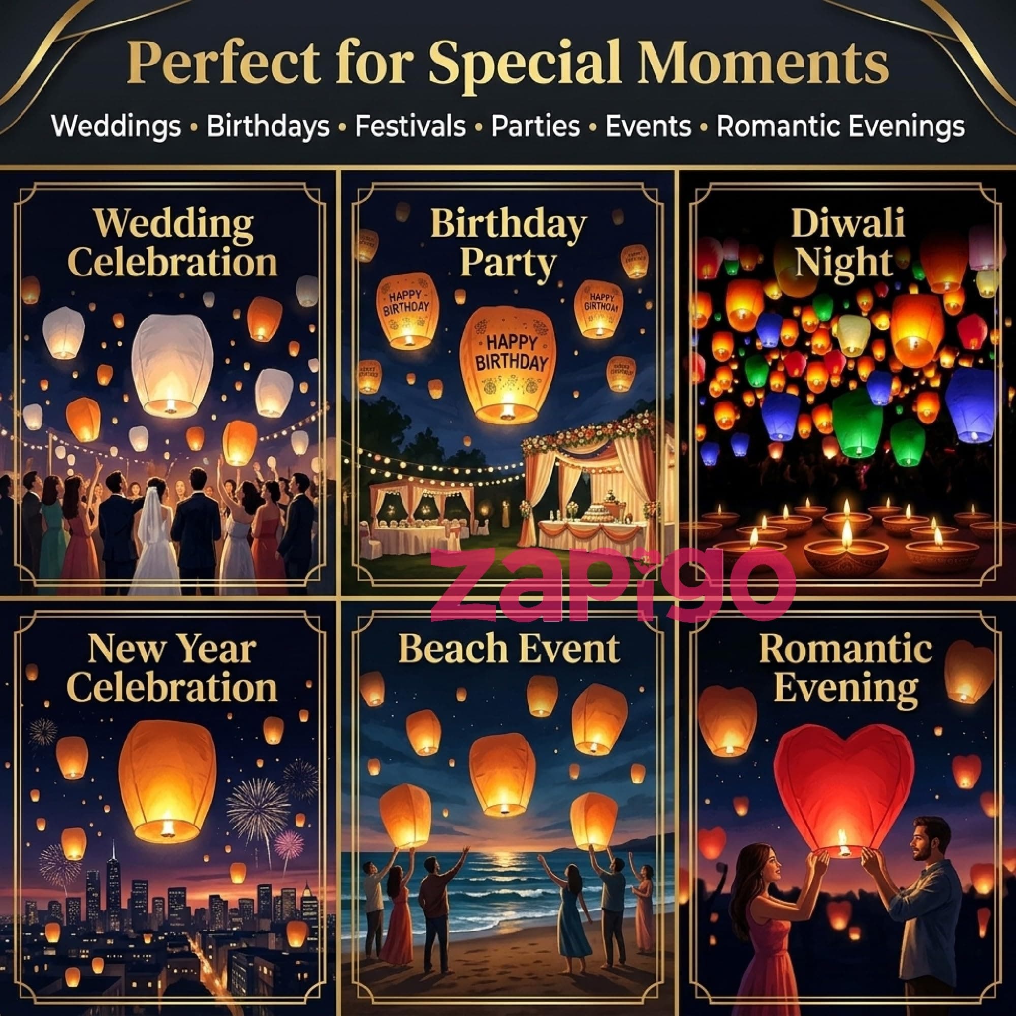 Balloonistics Sky Lantern Pack of 5 | Biodegradable Flying Paper Lanterns for Weddings, Birthday Parties, Diwali, New Year & Celebration Decor | Easy Release Wish Lanterns for Outdoor Events thumbnail 4