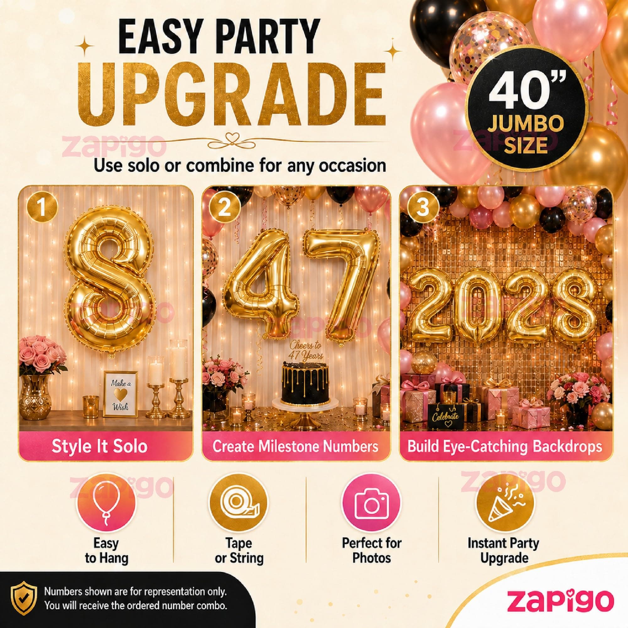 Balloonistics Gold 40-Inch Foil Number 25 Balloon - Fill with Helium or Air for 25th Birthday, Anniversary Party Decoration, Photo Booth Backdrop, Cake Table Decor thumbnail 7
