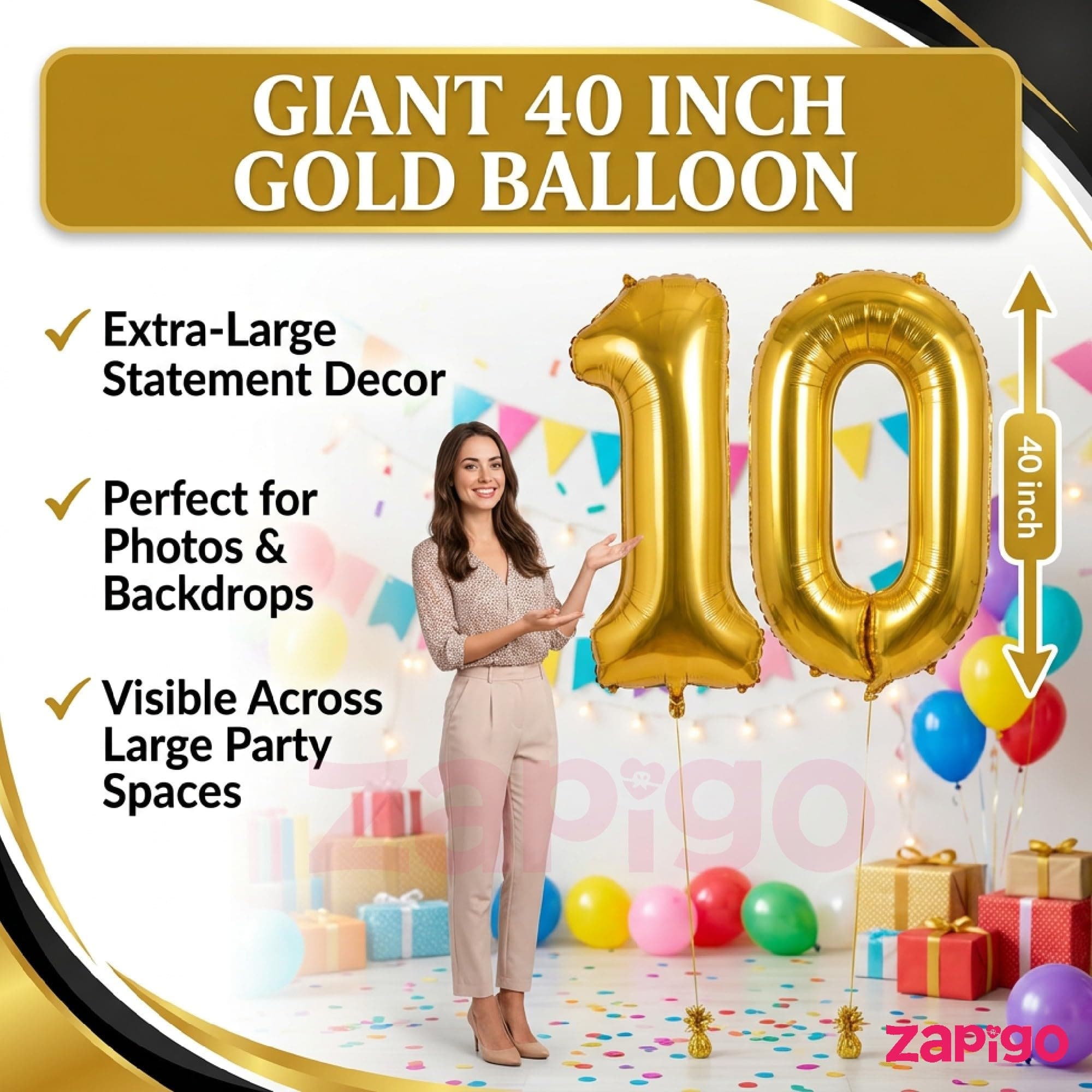 Balloonistics Gold 40-Inch Foil Number 1 Balloon with Matching Number Candle - Combo Set for 1st Birthday, Anniversary, Party Decoration, Photo Booth Backdrop, Cake Table Decor thumbnail 4