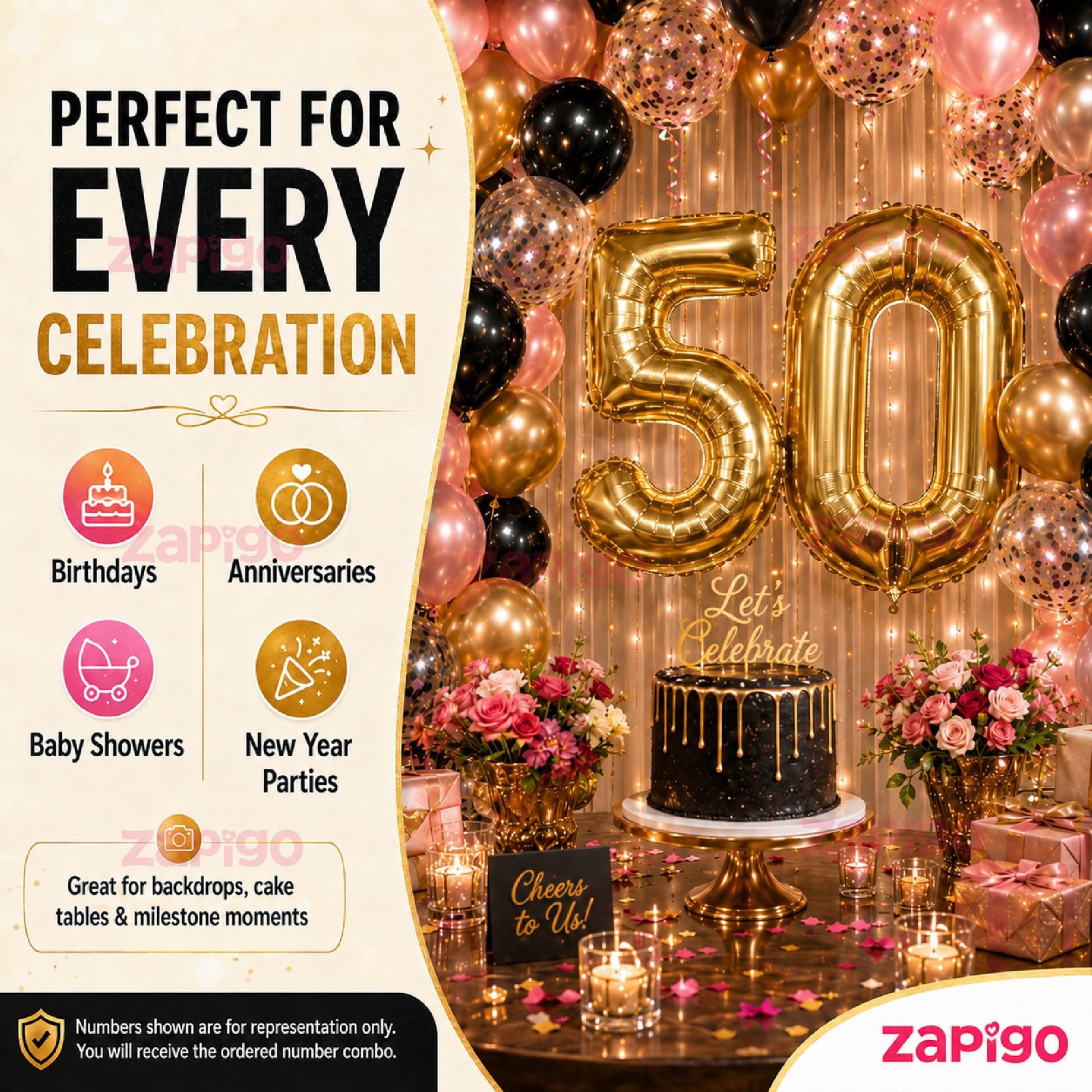 Balloonistics Gold 40-Inch Foil Number 19 Balloon - Helium or Air Fill for 19th Birthday, Anniversary Party Decoration, Photo Booth Backdrop, Cake Table Decor thumbnail 3