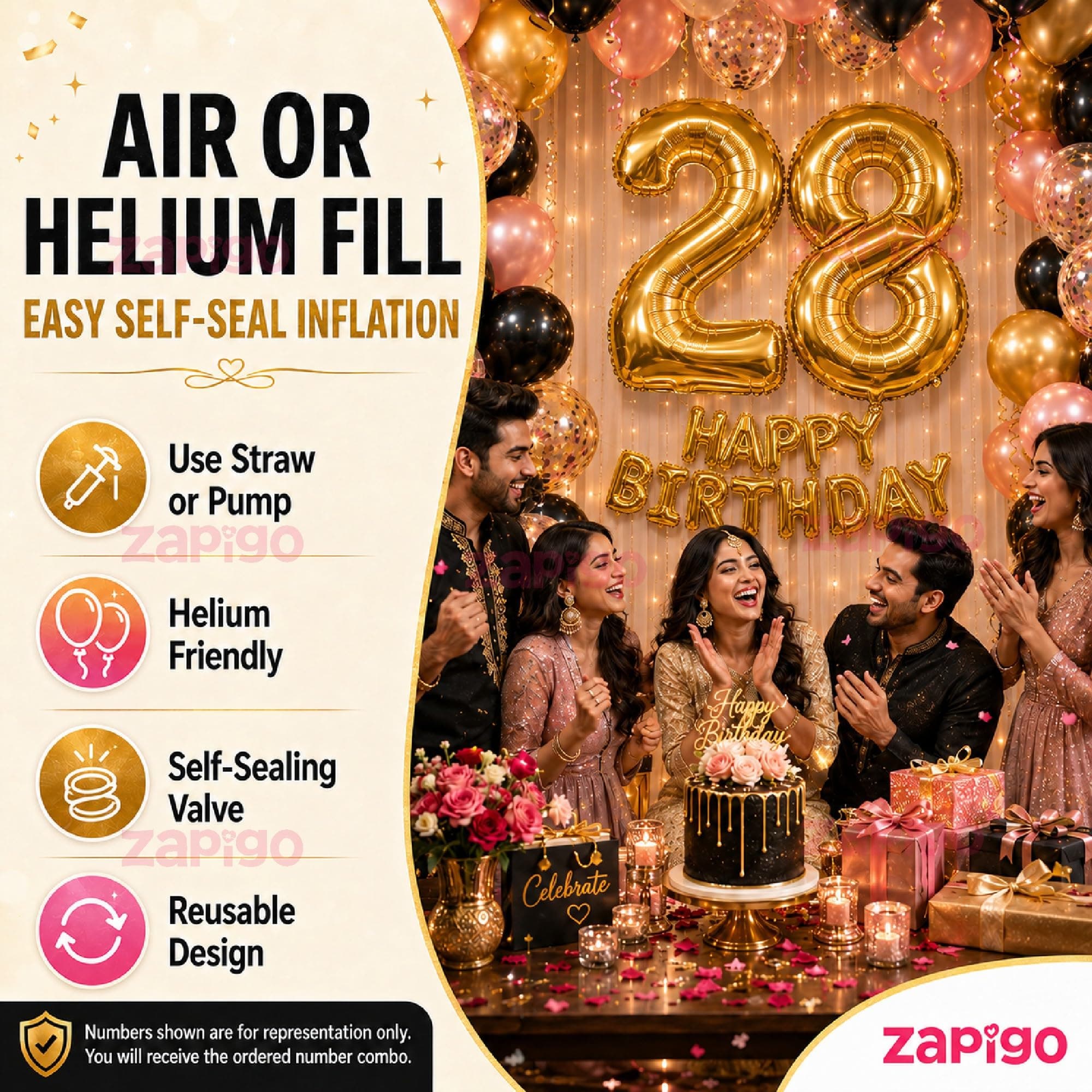 Balloonistics Gold 40-Inch Foil Number 10 Balloon - Helium or Air Fill for 10th Birthday, Anniversary, New Year Party Decoration, Photo Booth Backdrop, Cake Table Decor thumbnail 5
