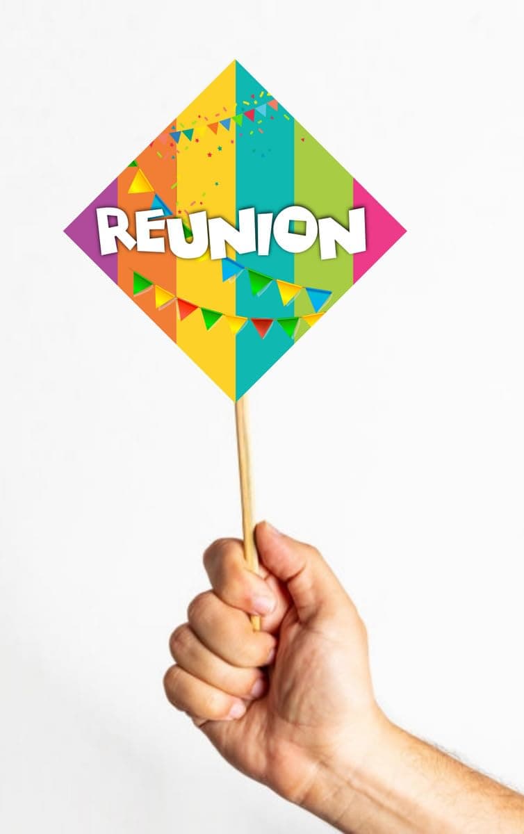 Balloonistics Reunion Theme Photo Booth Props -Premium Cardstock Signs - Family Reunion, School Class & Friends Get-Together Party Supplies - Includes Sturdy Bamboo Sticks,(Photo Props - Pack of 10) thumbnail 6