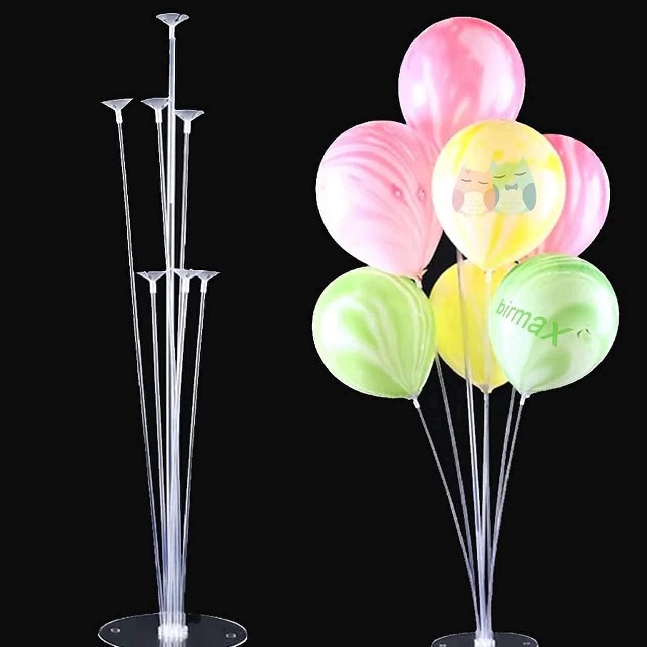 Balloonistics Balloon Stand Kit – Pack of 2 Clear Table Desktop Balloon Holders with 7 Sticks, 7 Cups & 1 Base – Reusable Birthday Display Centrepiece thumbnail 3