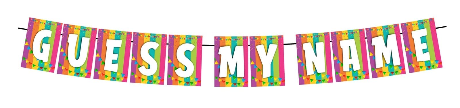 Balloonistics Guess My Name Banner - Secret Name Cardstock Bunting - Baby Shower Decorations, Interactive Party Supplies, Mystery Name Backdrop thumbnail 1