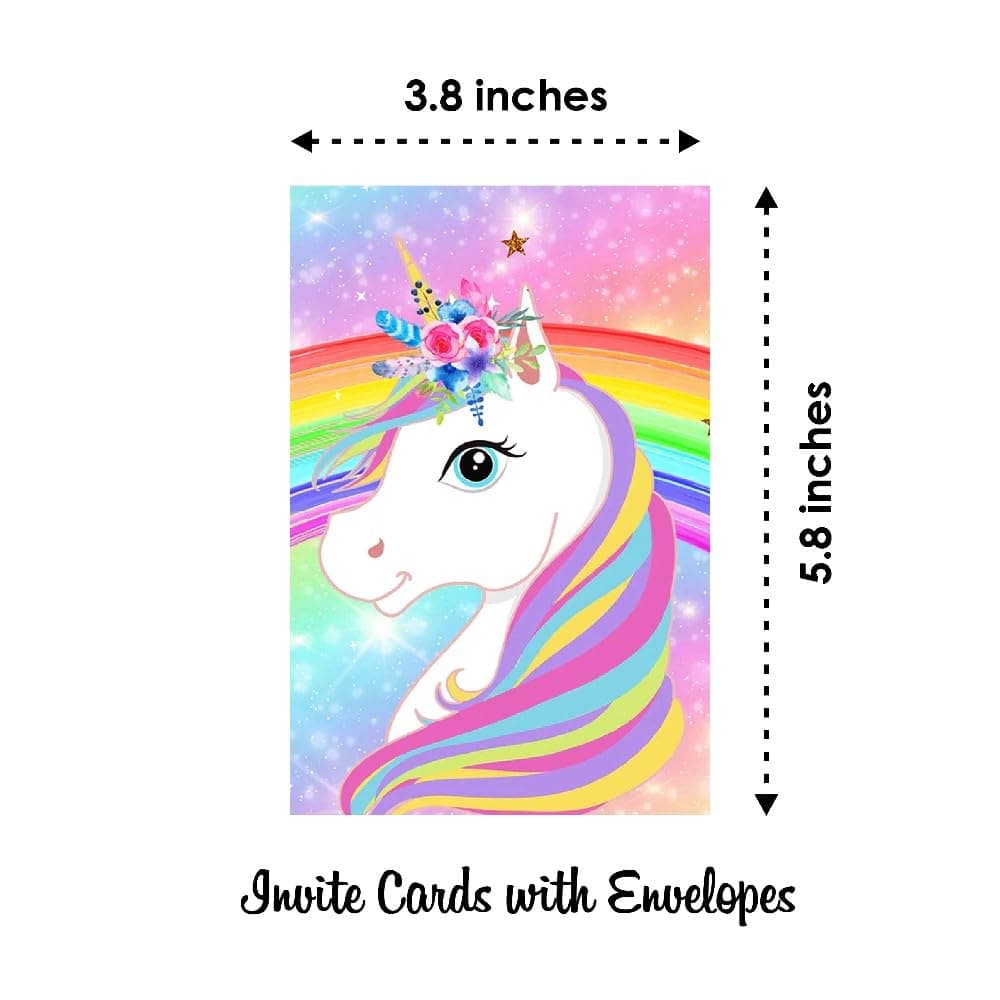 Balloonistics Unicorn Theme Birthday Invitation Cards Premium Double-Sided Cardstock Invites Party Supplies for Girls Birthday (Invite Cards - Pack of 10) thumbnail 6
