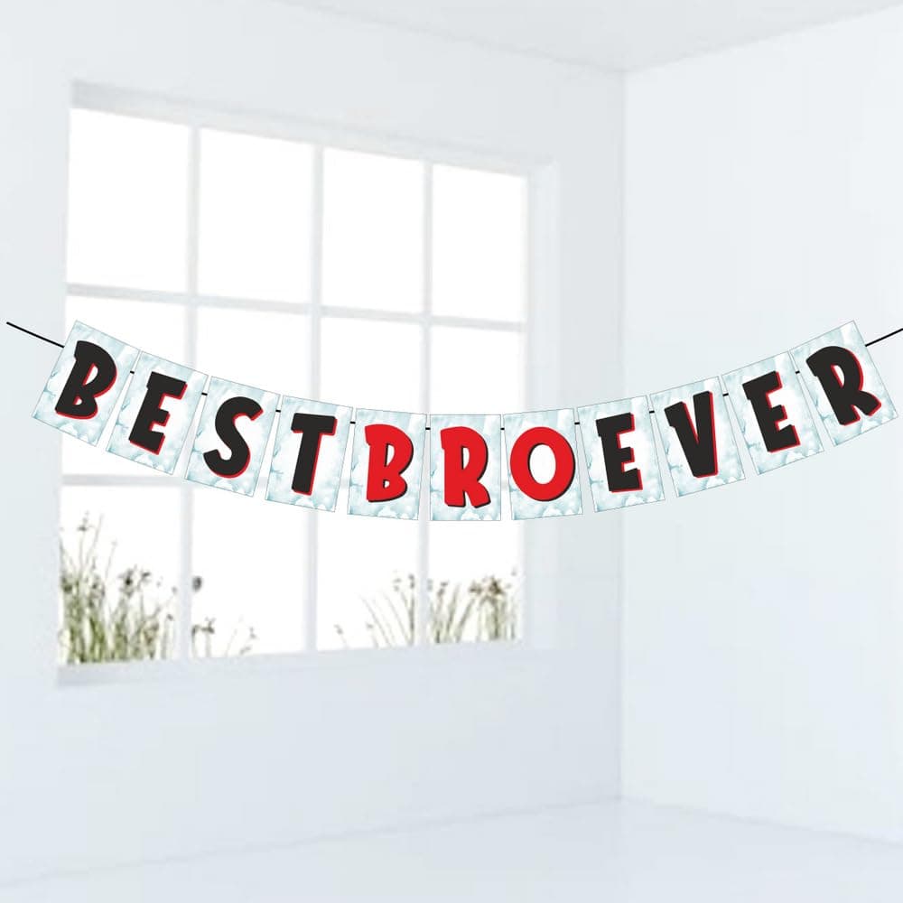 Balloonistics "Best Bro" Theme Banner - Premium Multicolor Cardstock Bunting for Sibling Celebrations - World’s Best Brother Party Backdrop, Room Decor & Appreciation Sign (Best Bro Banner)