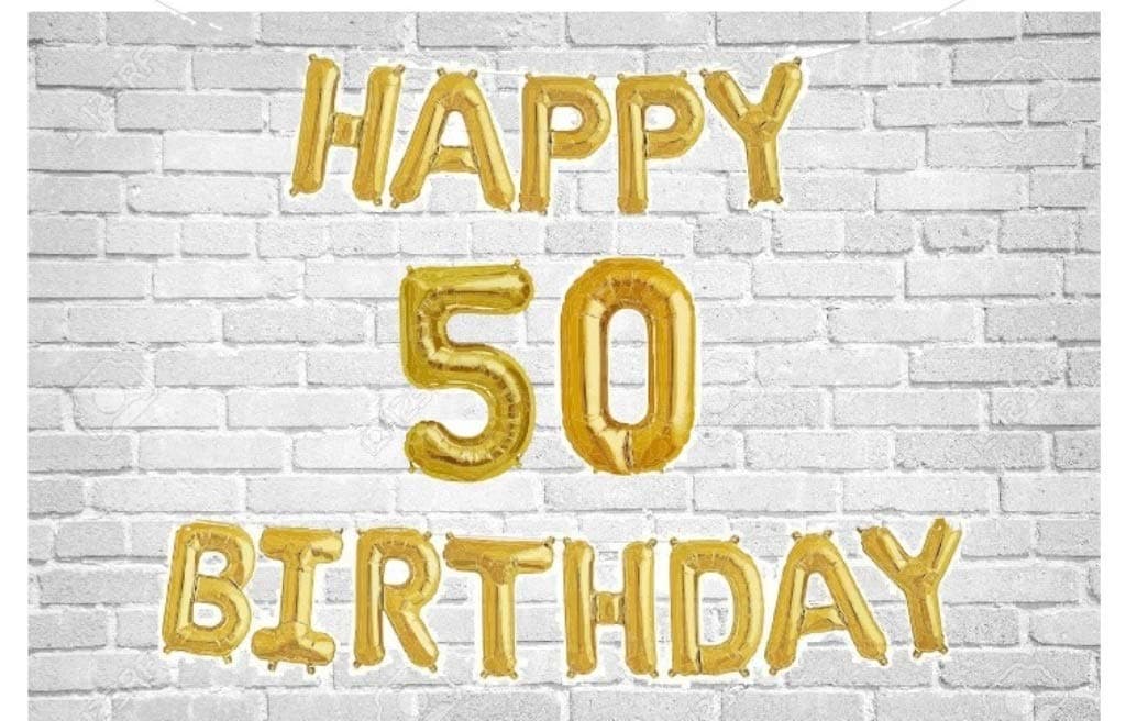 Balloonistics Happy 50th Birthday Gold Foil Balloon Combo – Number 50 Balloon Set for Photo Booth & Party Decoration thumbnail 1