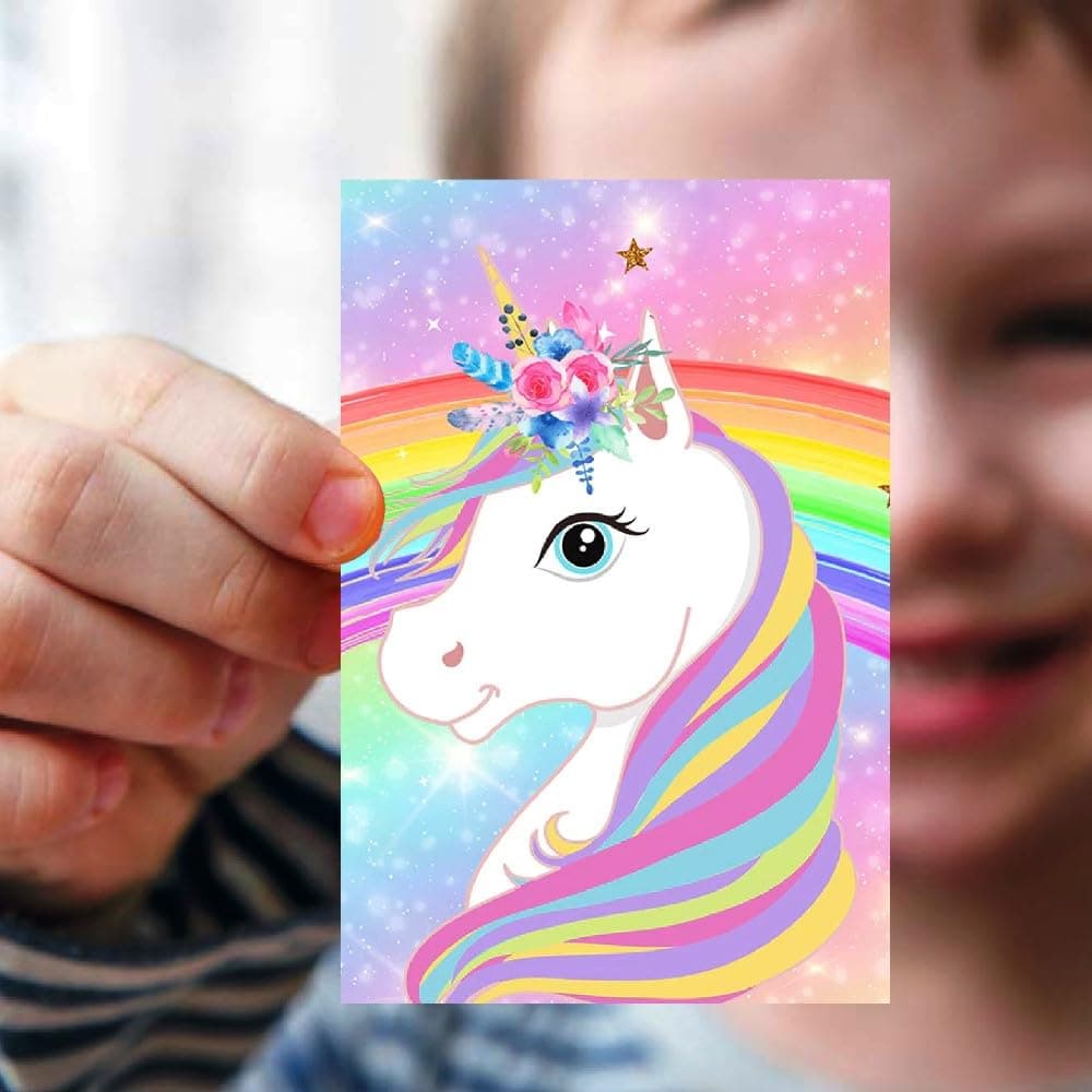 Balloonistics Rainbow Unicorn Birthday Invitation Cards with Envelopes – Kids Birthday Party Invites for Boys & Girls Unicorn Theme Party – Pack of 10 thumbnail 2