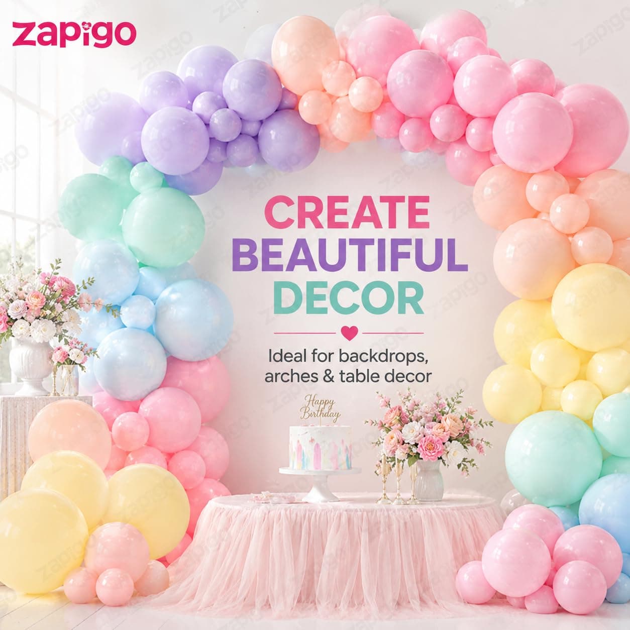 Balloonistics 50-Pack Multicolour Pastel Latex Balloons – Soft Matte Assorted Balloons for Baby Shower, Birthday, Boho & Dreamy Party Decoration thumbnail 6