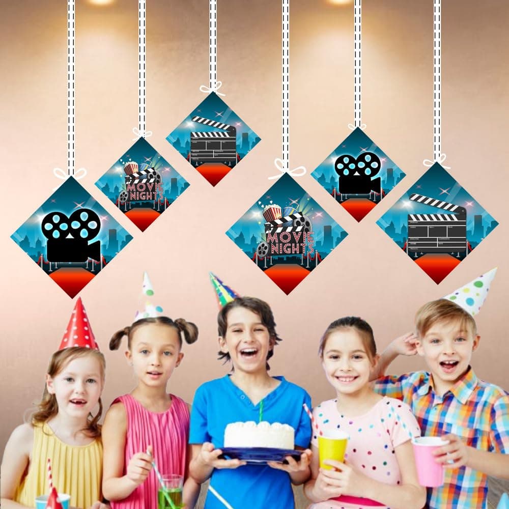 Balloonistics Bollywood Theme Happy Birthday Hanging Decorations - Pack of 12 Double-Sided Cardstock Swirls - Filmy Drama, Masala & Cinema Party Supplies, Indian Movie Night Photo Booth Props (Hangings - Pack of 12) thumbnail 3