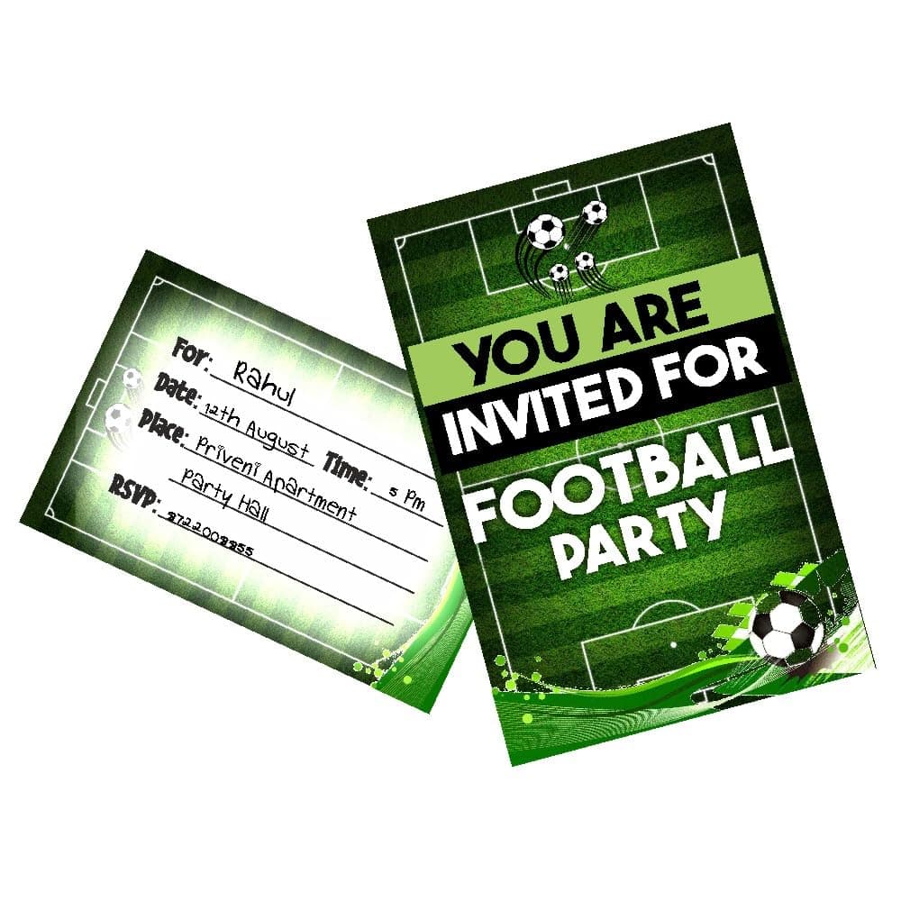 Balloonistics Football Theme Birthday Invitation Cards with Envelopes - Double-Sided Premium Cardstock Soccer Invites for Boys & Sports Fans - 5x7 Inch Game Day Fill-in Invitations for Kids & Teens (Invite Cards - Pack of 10)