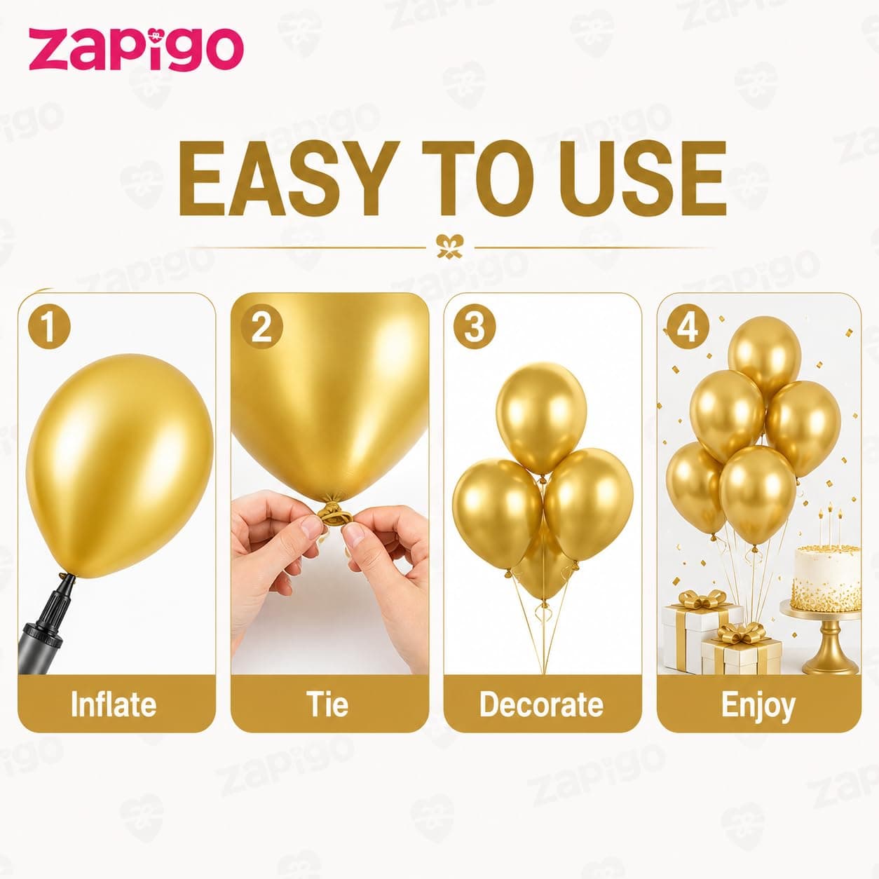 Balloonistics 50-Pack Metallic Gold Shiny Latex Balloons – HD Gold Balloons for Birthday, Wedding, Anniversary, Diwali & Festive Party Decoration thumbnail 7
