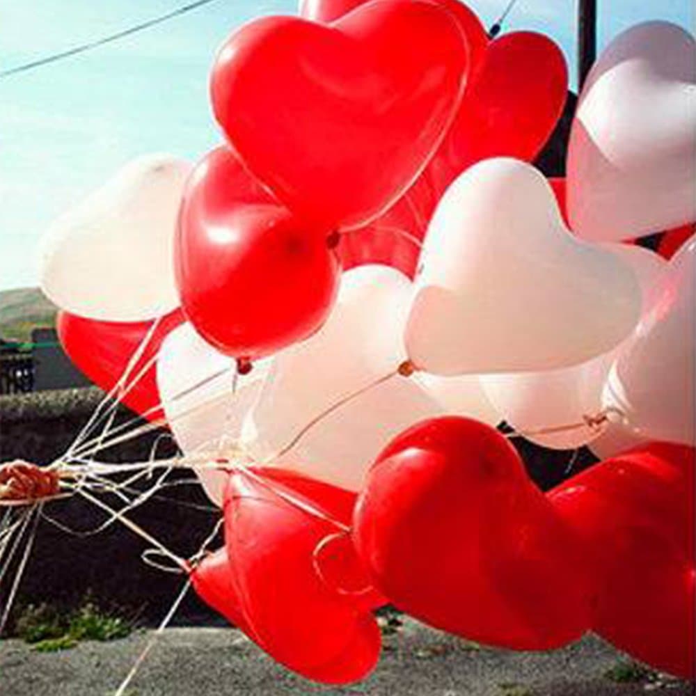 Balloonistics Heart Shaped Red & White Balloons – Pack of 50 Party Balloons for Valentine's, Anniversaries & Celebrations thumbnail 1