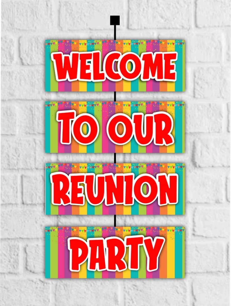 Balloonistics Reunion Theme Welcome Sign Board - 2.3 Feet Large Cardstock Door Hanging - Family Reunion, School Class & Friends Get-Together Party Decorations - Includes Elegant Hanging Ribbons, Indoor & Outdoor "Welcome Home" Backdrop (Welcome Outdoor Board) thumbnail 1