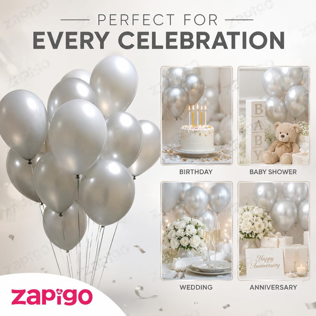 Balloonistics 25-Pack Metallic Pearl Finish Silver Latex Balloons – Shiny Chrome Silver Balloons for Wedding, Anniversary, New Year’s & Elegant Party Decoration thumbnail 6