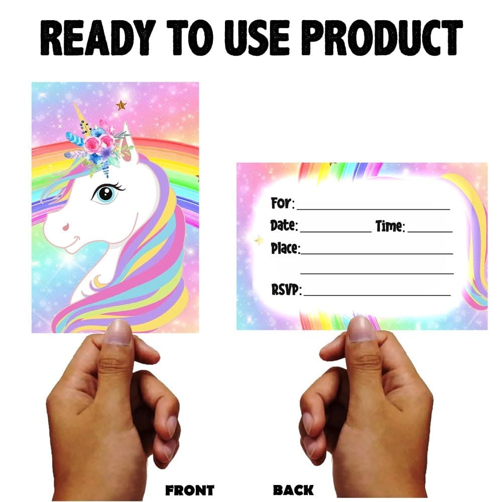 Balloonistics Unicorn Theme Birthday Invitation Cards Premium Double-Sided Cardstock Invites Party Supplies for Girls Birthday (Invite Cards - Pack of 10) thumbnail 4