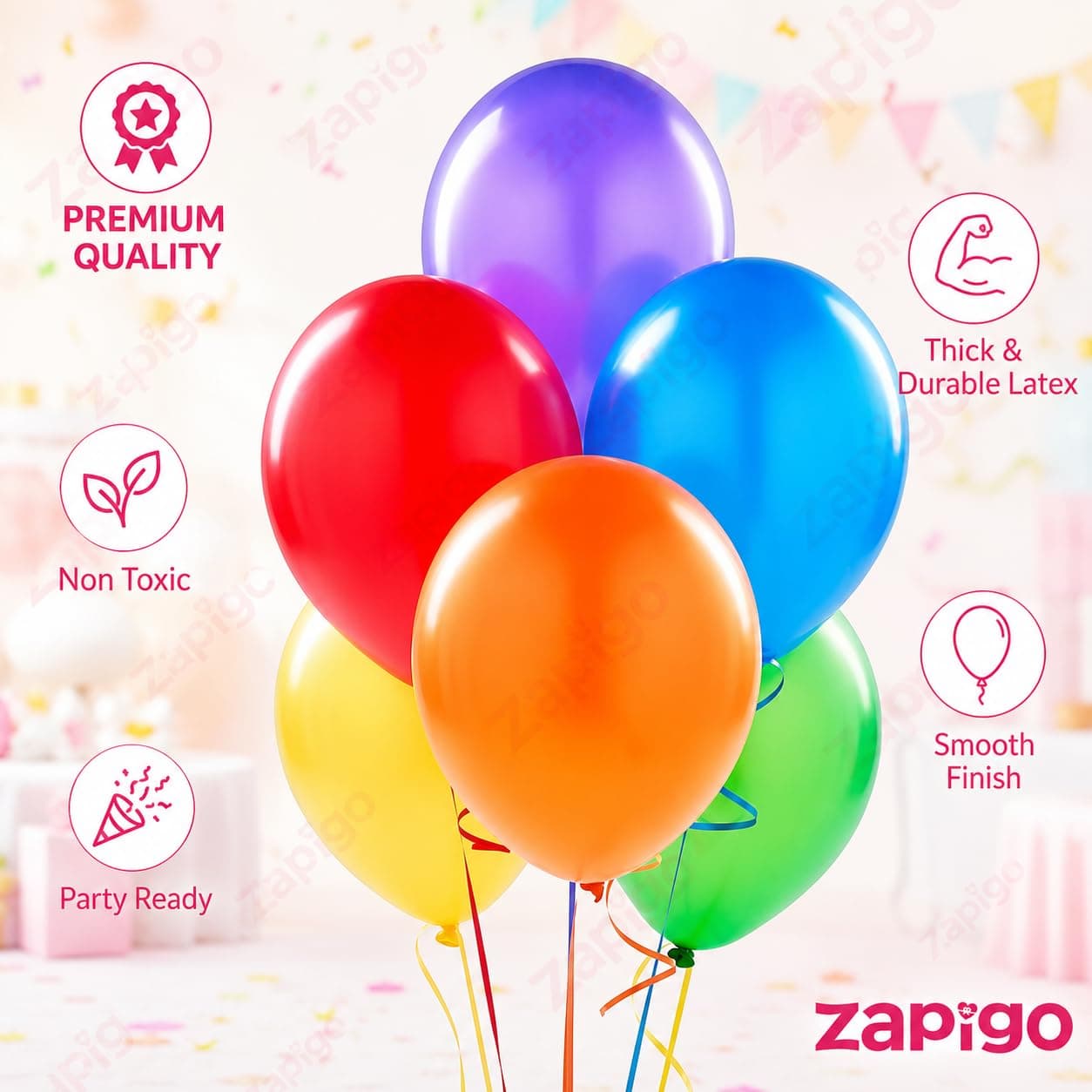 Balloonistics 25-Pack Metallic Pearl Finish Latex Balloons – Multicolour Assorted Shiny Balloons for Birthday, Baby Shower & Colourful Party Decoration thumbnail 2