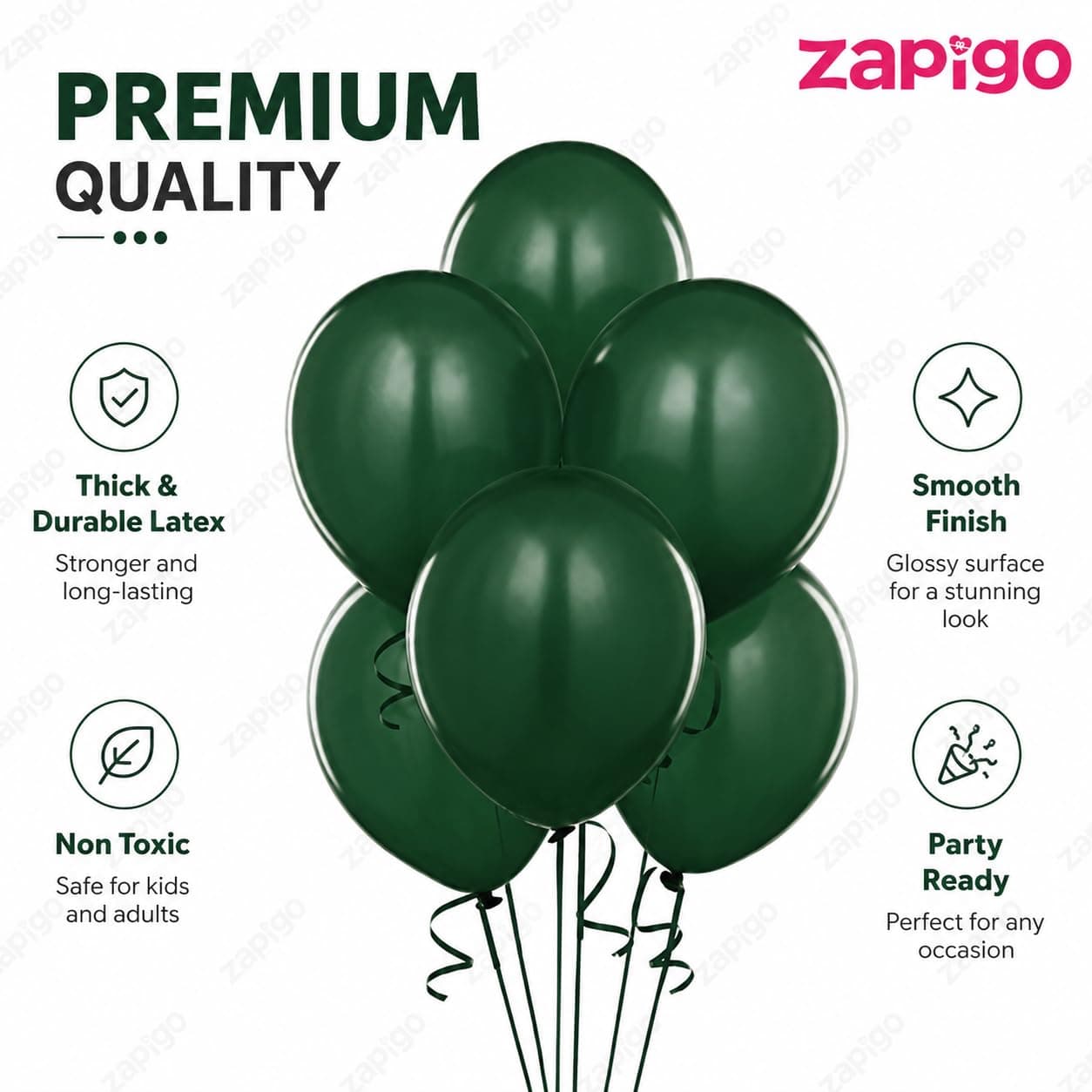 Balloonistics 25-Pack Dark Green Latex Balloons – Solid Colour Balloons for Jungle Theme, Christmas, Garden Party & Birthday Decoration thumbnail 2